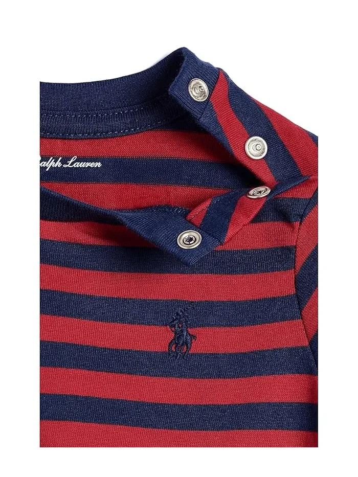 Футболка полосатая хлопок Striped Cotton Jersey Tee Polo Ralph Lauren Kids — изображение 3 из 3, зеленый/мульти