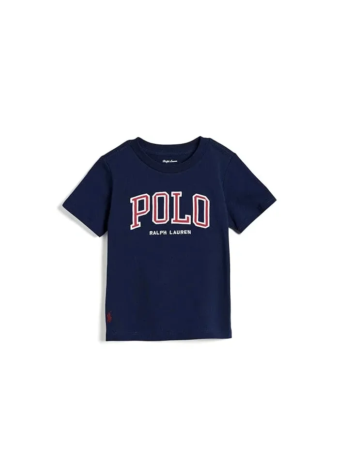 Футболка хлопковая Logo Cotton Jersey Tee Polo Ralph Lauren Kids — изображение 1 из 3, темно-синий