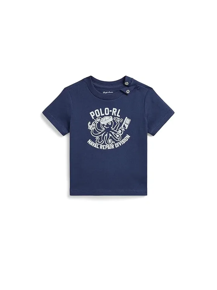 Футболка с принтом Cotton Jersey Infant Polo Ralph Lauren Kids — изображение 1 из 3, желтый