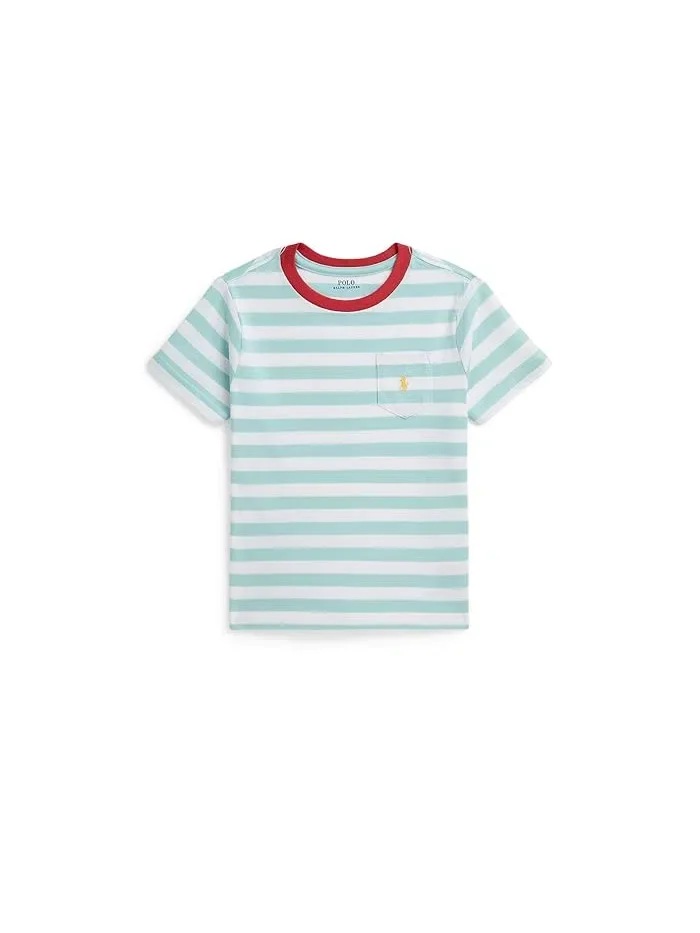 Футболка поло с полоской Cotton Jersey Pocket Tee Polo Ralph Lauren Kids — изображение 1 из 2, белый