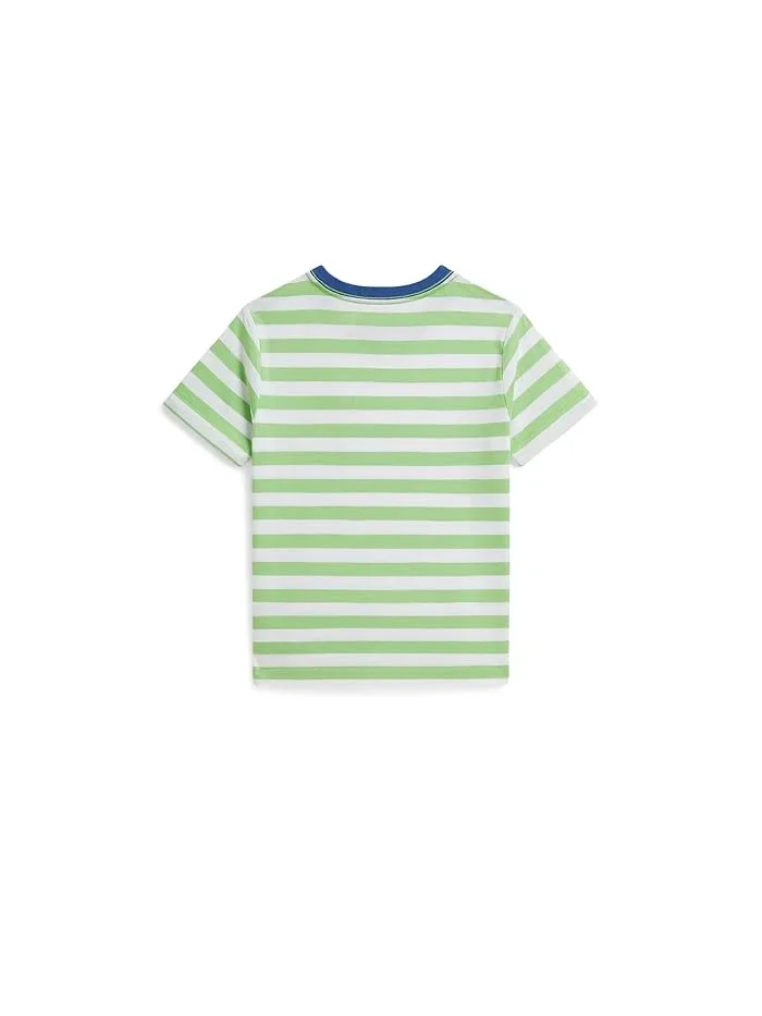 Футболка поло с полоской модель Striped Cotton Jersey Pocket Tee Polo Ralph Lauren Kids — изображение 2 из 5, белый