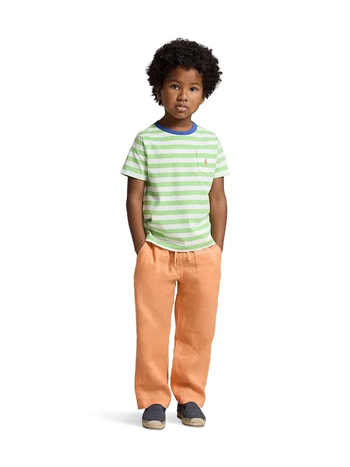 Футболка поло с полоской модель Striped Cotton Jersey Pocket Tee Polo Ralph Lauren Kids — изображение 3 из 5, белый