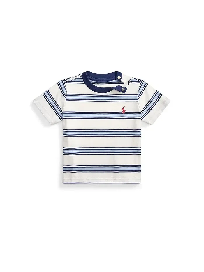 Футболка полосатая из хлопкового джерси модель Striped Cotton Jersey Tee Polo Ralph Lauren Kids — изображение 1 из 2, мульти