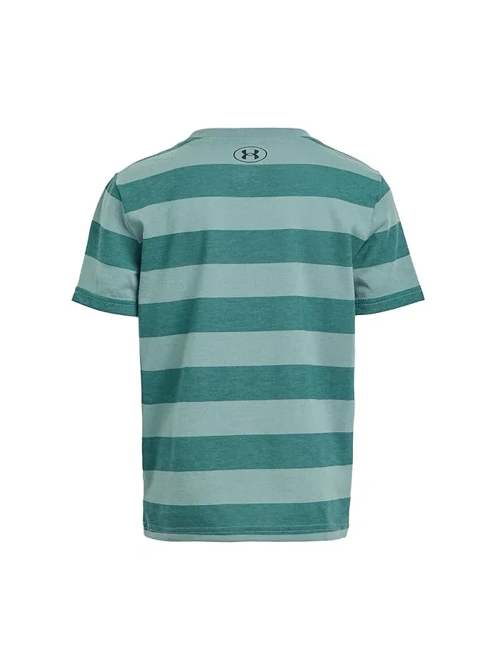 Футболка с полосками Printed Stripe Short Sleeve Under Armour Kids — изображение 2 из 3, серпентина