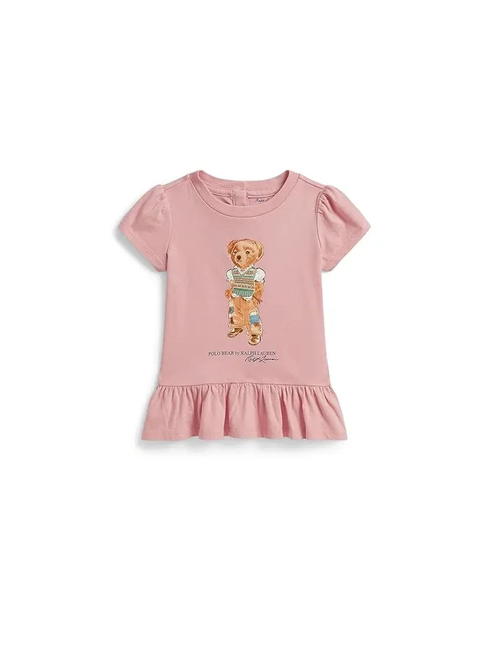 Футболка с Пепам-подолом Polo Bear Polo Ralph Lauren Kids — изображение 1 из 3, розовый