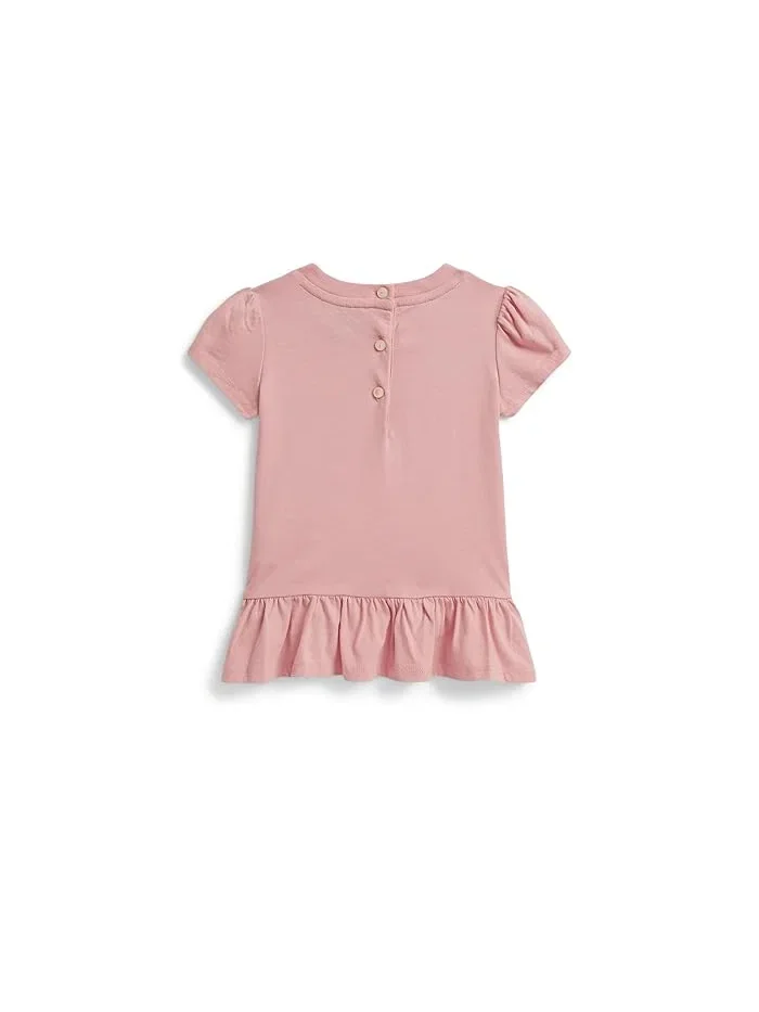 Футболка с Пепам-подолом Polo Bear Polo Ralph Lauren Kids — изображение 2 из 3, розовый