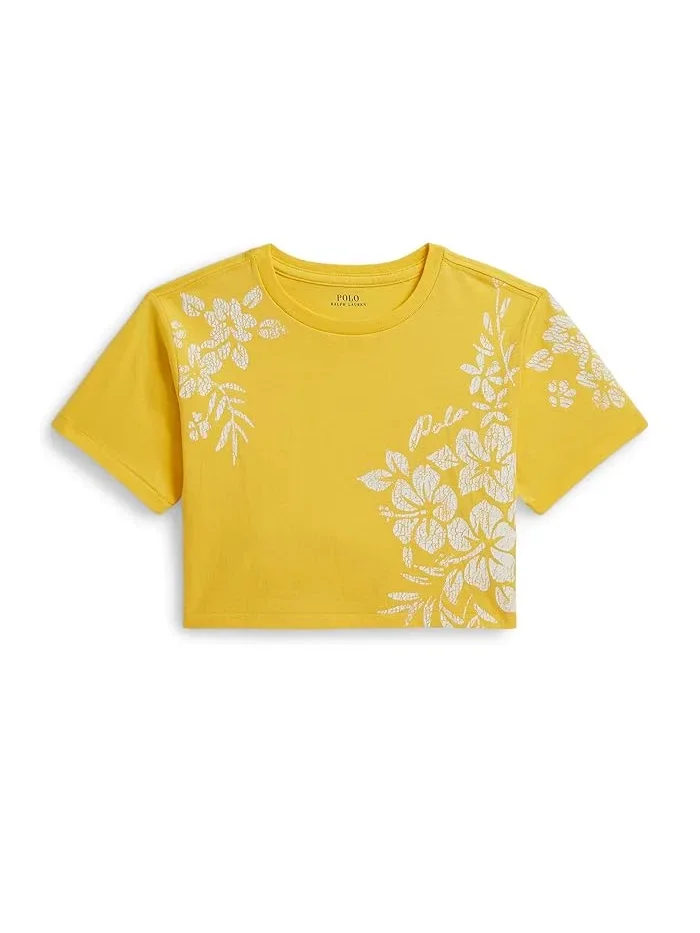 Футболка с цветочным принтом хлопок Floral-Print Cotton Boxy Tee Polo Ralph Lauren Kids