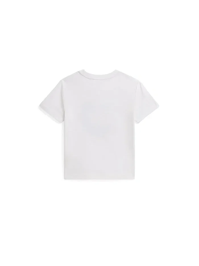 Футболка хлопковая с принтом Cotton Jersey Graphic Tee Polo Ralph Lauren Kids — изображение 2 из 5, светлый темно-синий