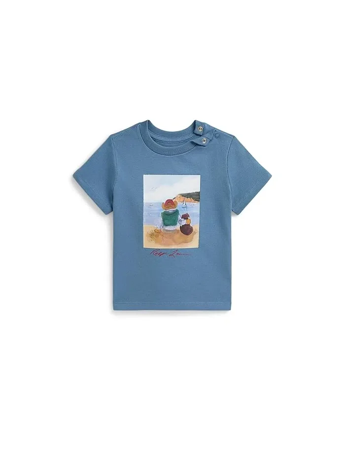Футболка хлопковая Polo Bear Polo Ralph Lauren Kids — изображение 1 из 3, синий