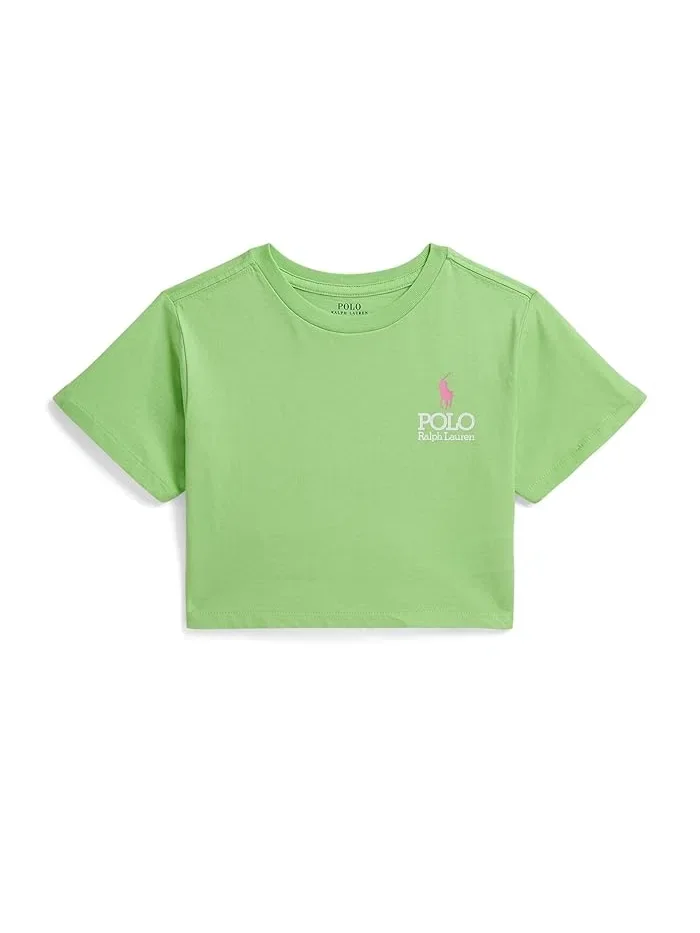 Футболка хлопковая Big Pony Logo Cotton Boxy Tee Polo Ralph Lauren Kids — изображение 1 из 2, лаймовый