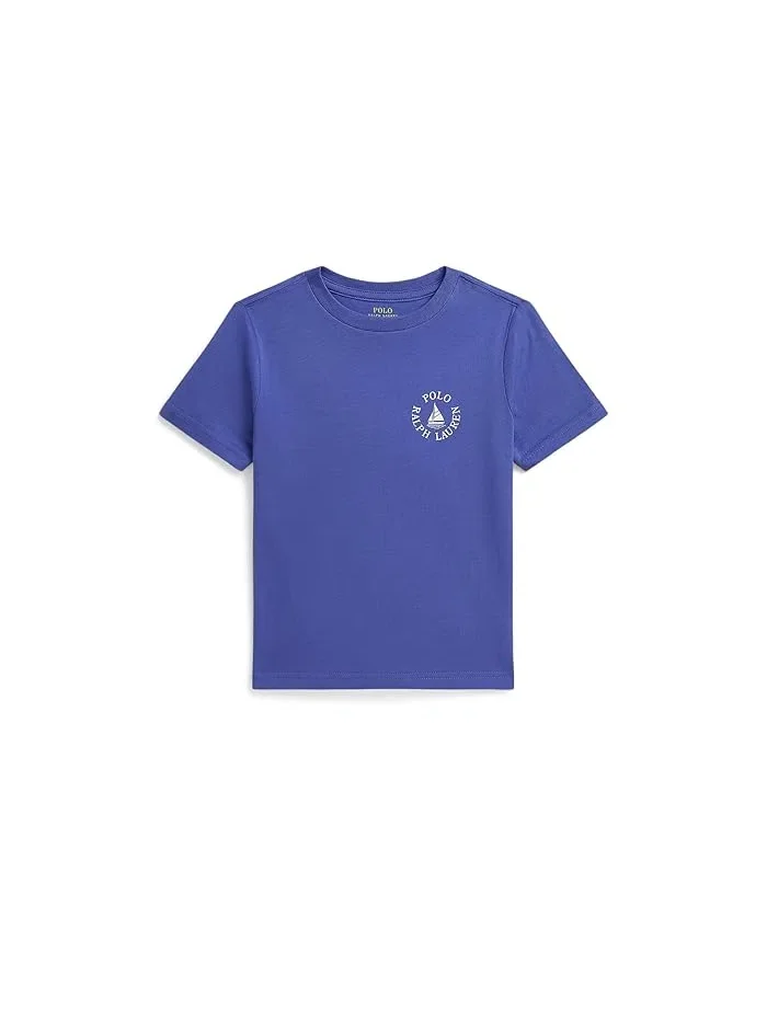 Футболка из хлопка Logo Cotton Jersey Tee Polo Ralph Lauren Kids — изображение 1 из 2, темно-синий