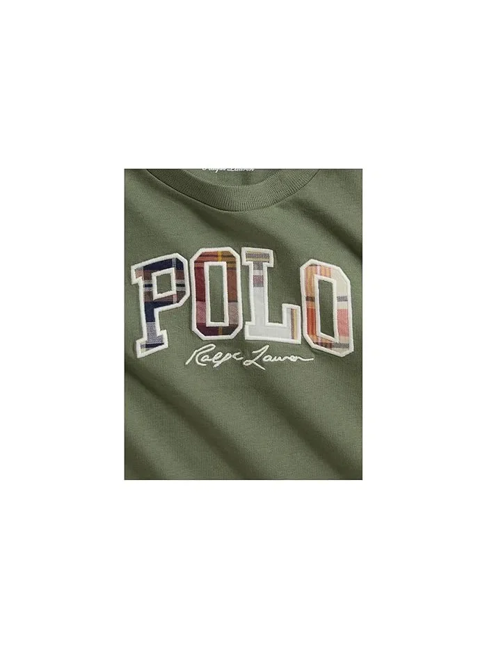 Футболка хлопковая Madras-logo Cotton Jersey Tee Polo Ralph Lauren Kids — изображение 3 из 3, зеленый