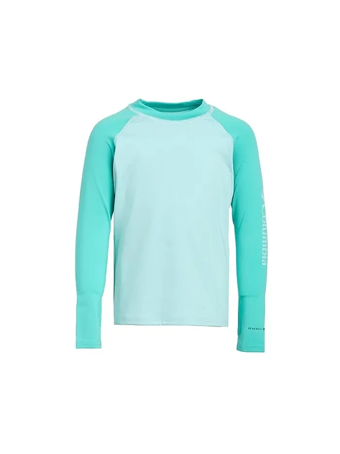 Футболка с длинным рукавом с защитой от солнца Sandy Shores Long Sleeve Sunguard Columbia Kids, Spray/Dolphin — голубой