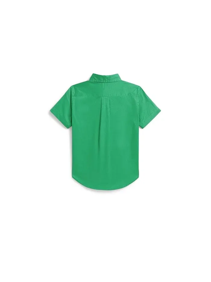 Футболка с коротким рукавом Cotton Twill Polo Ralph Lauren Kids — изображение 2 из 2, изумрудный