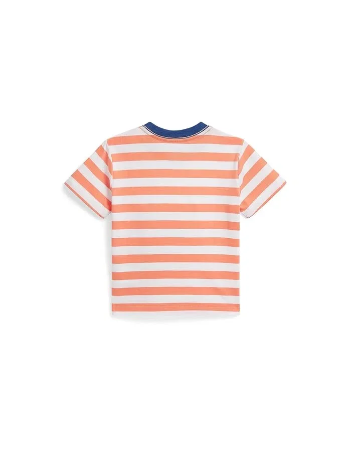 Футболка с полосками и карманом Polo Ralph Lauren Kids — изображение 2 из 3, белый