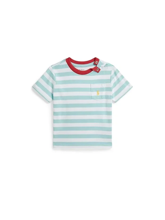 Футболка поло с полоской Polo Ralph Lauren Kids — изображение 1 из 3, белый