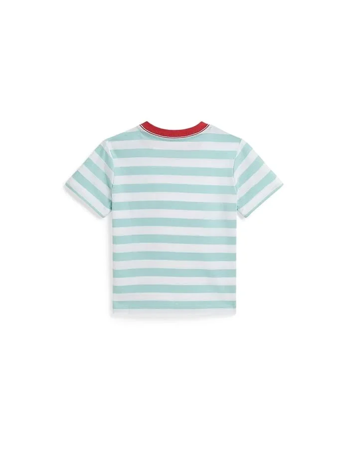 Футболка поло с полоской Polo Ralph Lauren Kids — изображение 2 из 3, белый