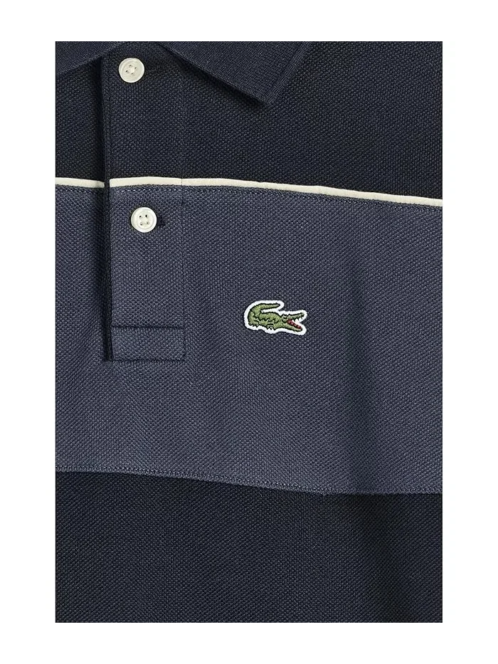 Футболка поло с цветными блоками Color-Blocked Pique Polo Lacoste Kids — изображение 3 из 3, морской