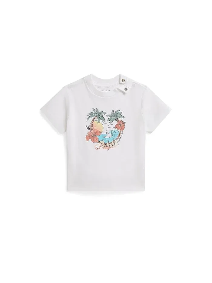 Футболка из хлопкового джерси Polo Ralph Lauren Kids — изображение 1 из 3, белый