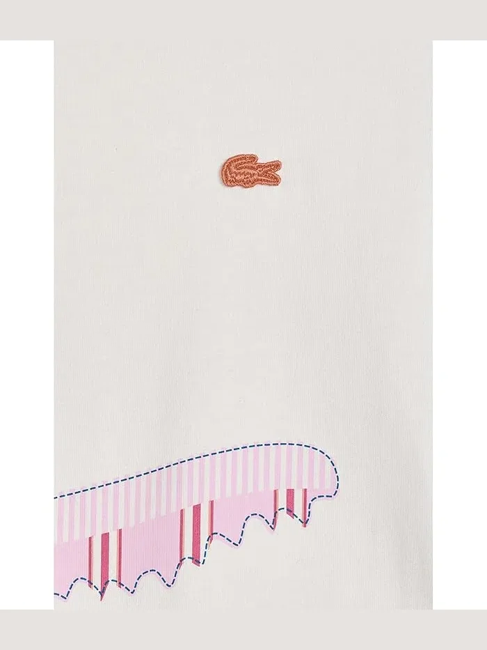 Футболка с полосками Stripe Graphic T-Shirt Lacoste Kids — изображение 3 из 3, пудра