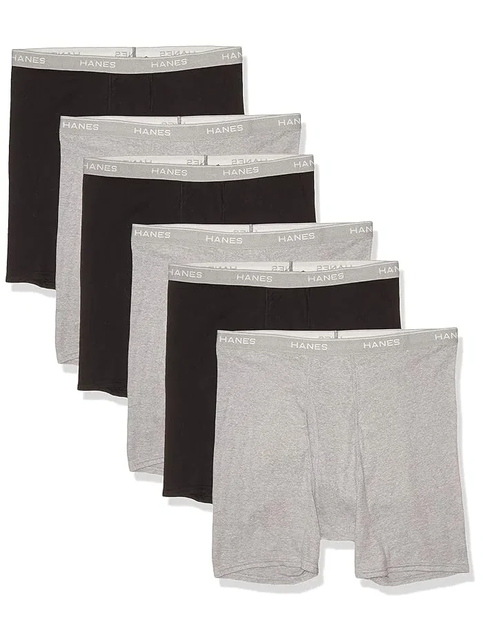 Боксеры с мягким поясом Hanes — изображение 1 из 1, черный/серый