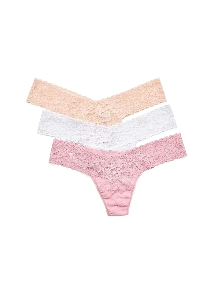 Трусы низкой посадки Signature Lace 3 шт. Hanky Panky — изображение 1 из 4, синий