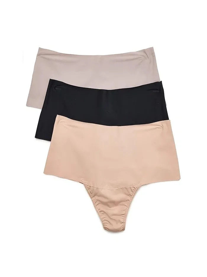 Трусы BreatheSoft High-Rise Thongs 3-Pack Hanky Panky — изображение 1 из 4, серый/черный