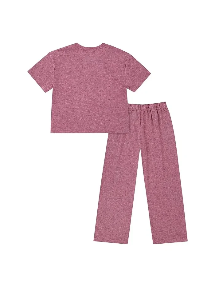 Пижамный комплект из футболки и штанов Boxy Tee & Pants Sleep Set abercrombie kids — изображение 2 из 4, лавандовый