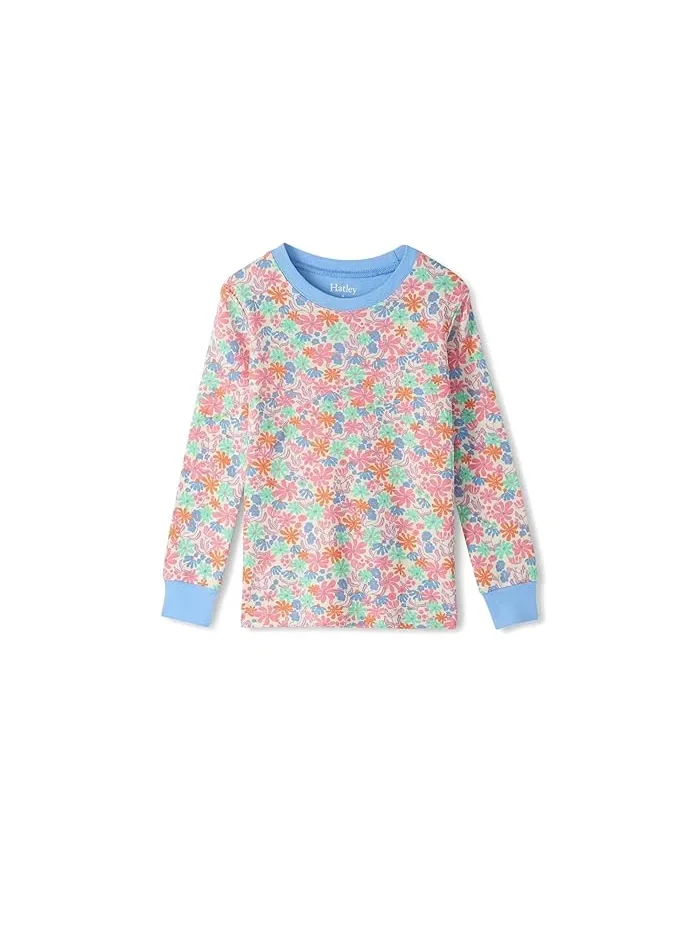 Пижама хлопковая Whimsical Flowers Hatley Kids — изображение 2 из 3, синий