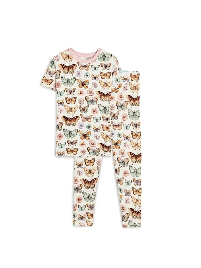 Пижама с принтом обезьян Kickee Pants Kids, Botanical Butterflies — мульти