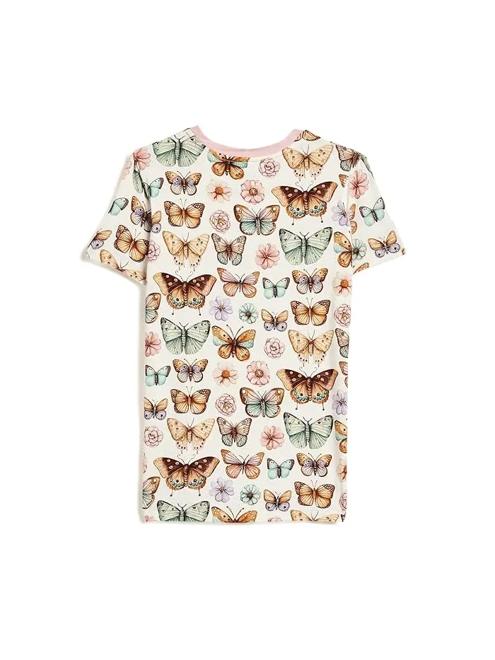 Пижама с принтом обезьян Kickee Pants Kids, Botanical Butterflies — изображение 2 из 3, крылья бабочки