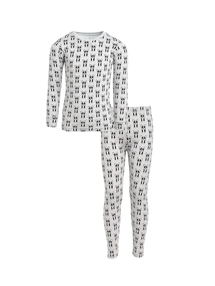 Пижама длинным рукавом Print Long Sleeve Pajama Set Kickee Pants Kids, Dove Bulldogs — изображение 1 из 3, голубь