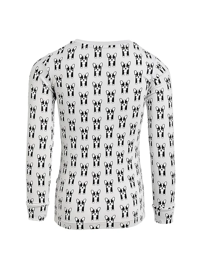 Пижама длинным рукавом Print Long Sleeve Pajama Set Kickee Pants Kids, Dove Bulldogs — изображение 2 из 3, голубь