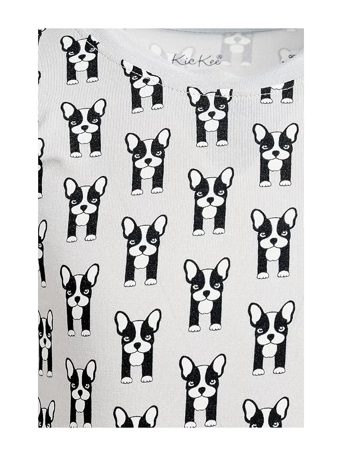 Пижама длинным рукавом Print Long Sleeve Pajama Set Kickee Pants Kids, Dove Bulldogs — изображение 3 из 3, голубь