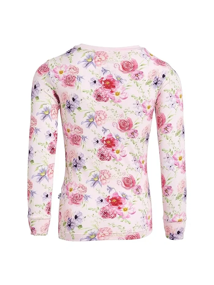 Пижама длинным рукавом с принтом Shrinking Violet Dreamy Floral, Kickee Pants Kids — изображение 2 из 3, цветочный принт