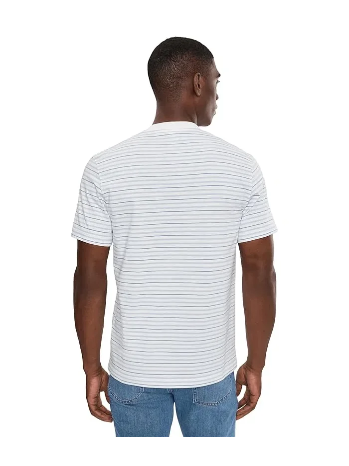 Футболка полосатая Striped Cotton T-Shirt Lacoste — изображение 4 из 5, светлый синий/белый