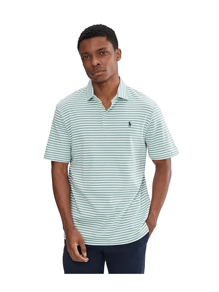 Футболка поло хлопковая в полоску Polo Ralph Lauren — изображение 1 из 5, белый/зеленый/синий