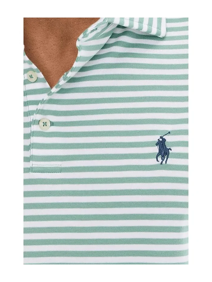 Футболка поло хлопковая в полоску Polo Ralph Lauren — изображение 5 из 5, белый/зеленый/синий