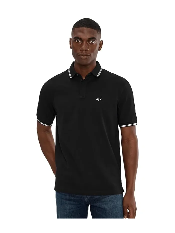 Поло Armani Exchange Double Tipped Buttoned-Up — черный