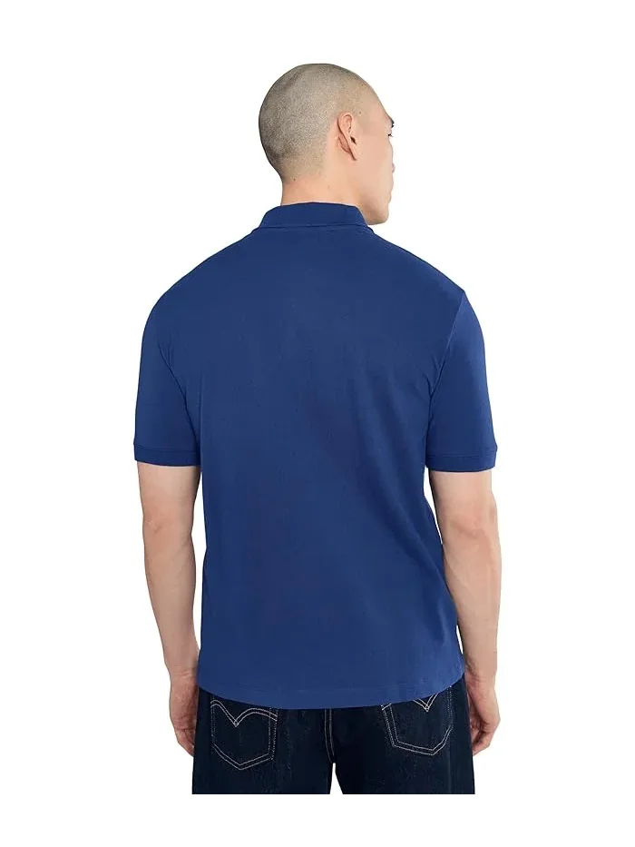 Повседневная рубашка-поло Cotton Piquet Regular Armani Exchange — изображение 4 из 5, синий