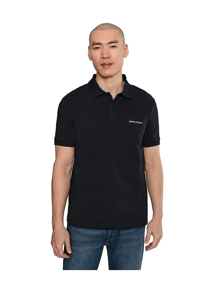 Поло Armani Exchange White Edition Slim — изображение 1 из 5, глубокий темно-синий