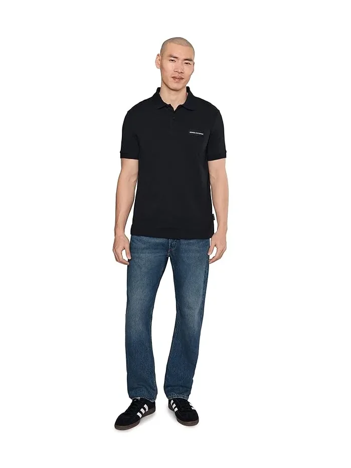 Поло Armani Exchange White Edition Slim — изображение 2 из 5, глубокий темно-синий
