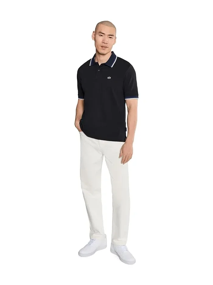 Поло Armani Exchange Cotton Piquet Logo — изображение 2 из 5, глубокий темно-синий