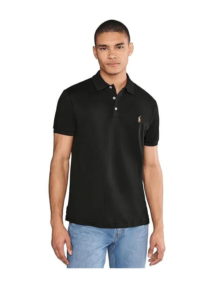 Поло Polo Ralph Lauren хлопок Custom Slim Fit Soft Cotton — изображение 1 из 5, темно-синий
