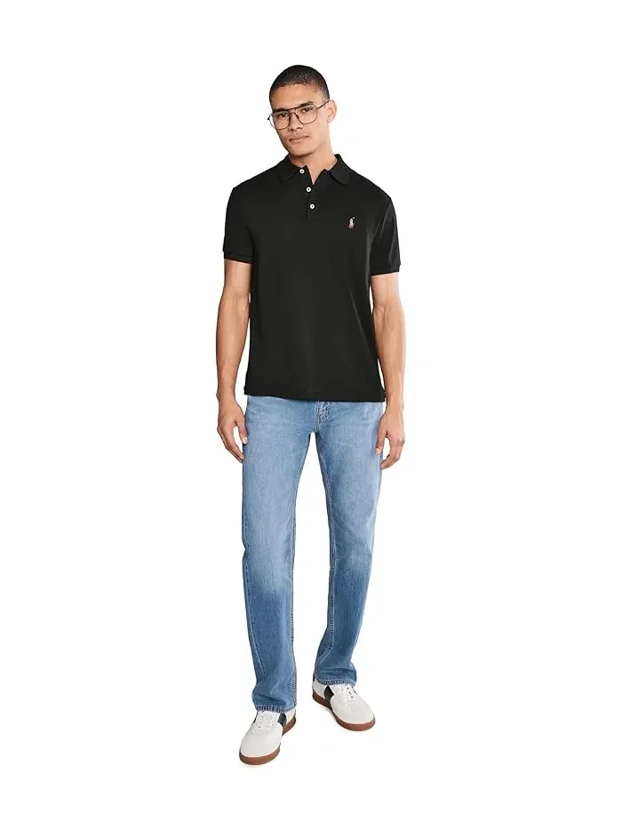 Поло Polo Ralph Lauren хлопок Custom Slim Fit Soft Cotton — изображение 2 из 5, темно-синий