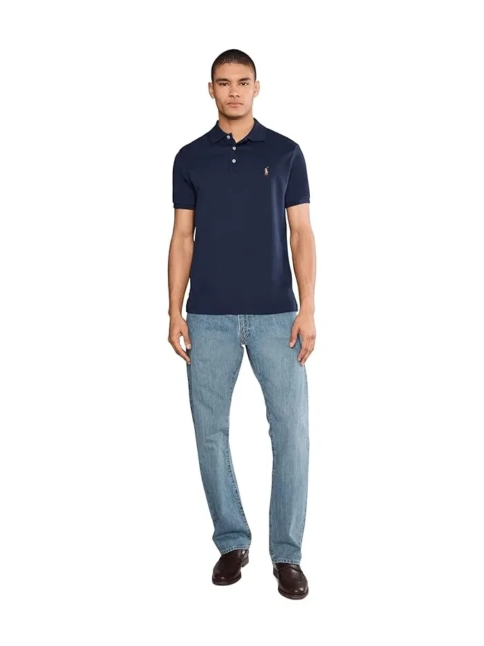 Поло Polo Ralph Lauren Custom Slim Fit Soft Cotton — изображение 2 из 5, темно-синий