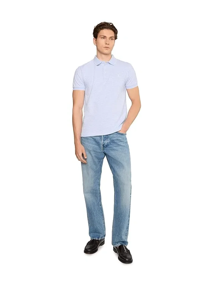 Футболка поло Custom Slim Striped Stretch Mesh Polo Ralph Lauren — изображение 2 из 5, синий/белый