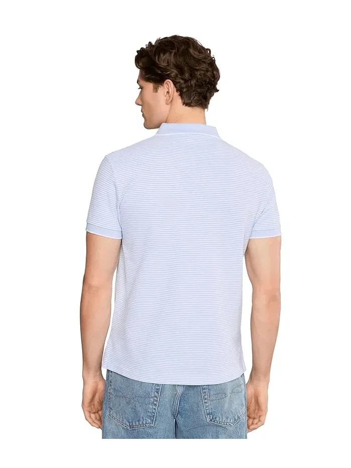 Футболка поло Custom Slim Striped Stretch Mesh Polo Ralph Lauren — изображение 4 из 5, синий/белый