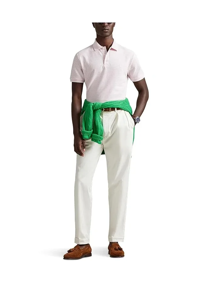 Поло Custom Slim Striped Stretch Mesh Polo Ralph Lauren — изображение 2 из 5, розовый/белый