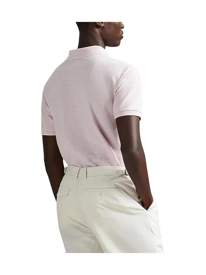 Поло Custom Slim Striped Stretch Mesh Polo Ralph Lauren — изображение 3 из 5, розовый/белый